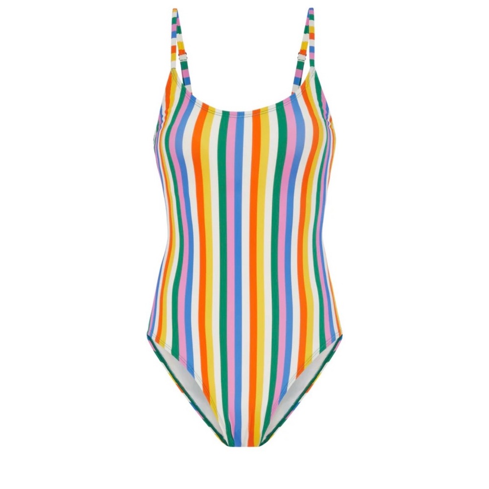 Andie Almafi One‎ Piece Swimsuit Size XL Colorful Bright Stripe Pastel